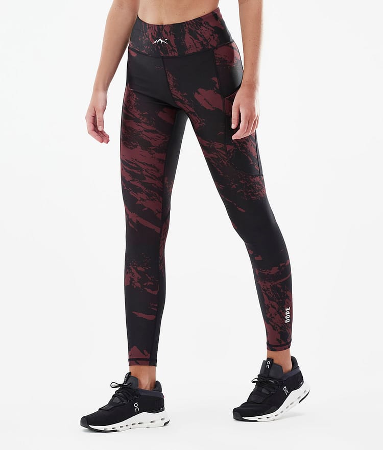 Dope Lofty Tech Leggings Dam Paint Burgundy