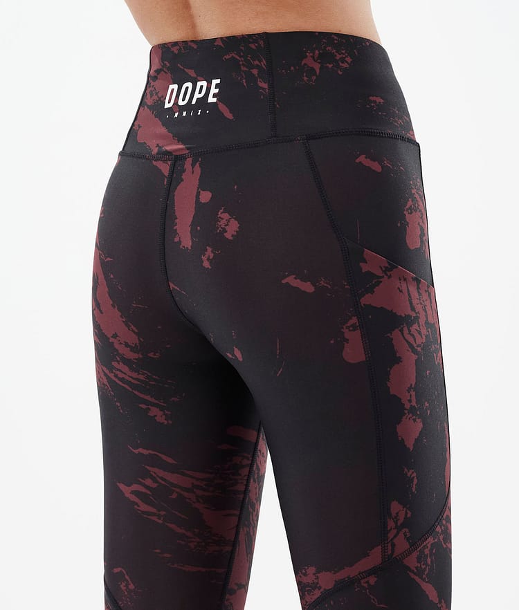 Dope Lofty Tech Leggings Dam Paint Burgundy