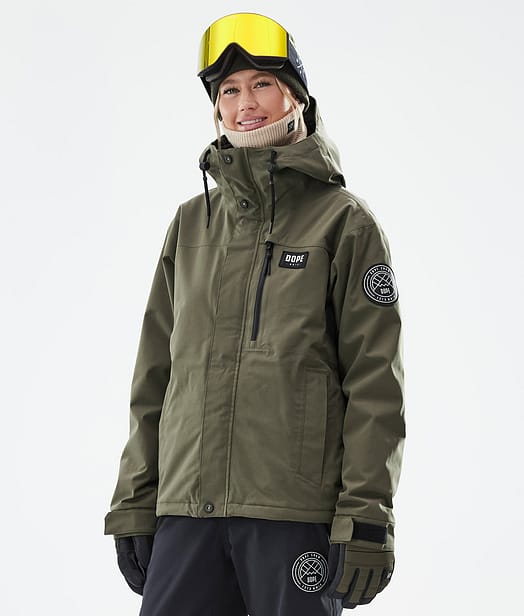 Dope Blizzard W Full Zip Snowboardjacka Dam Olive Green