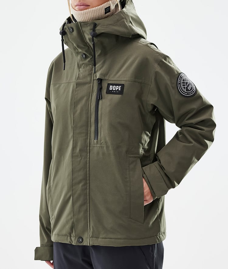 Dope Blizzard W Full Zip Snowboardjacka Dam Olive Green