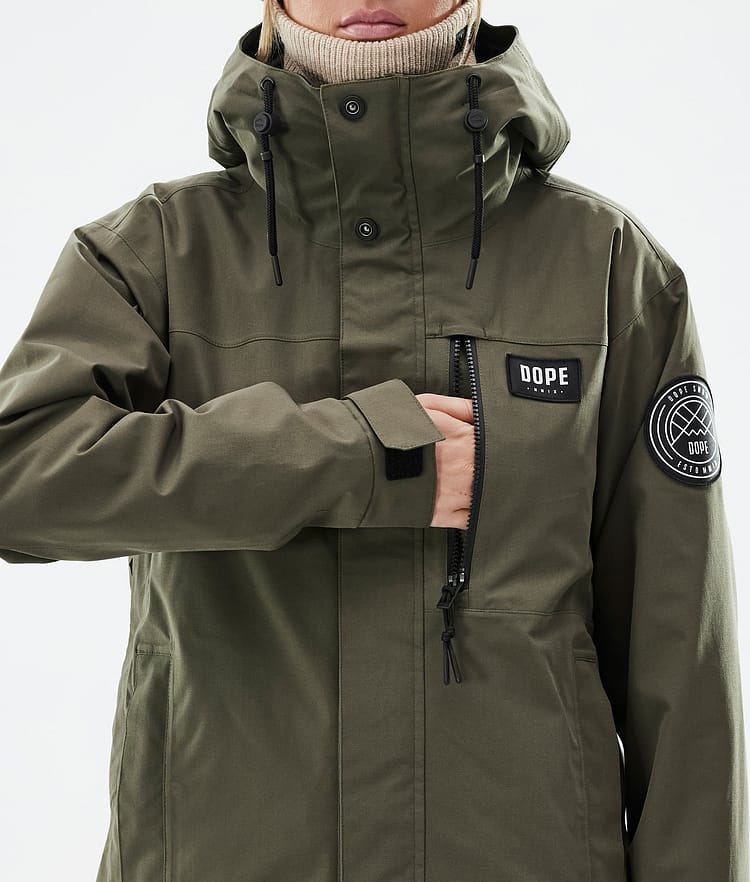 Dope Blizzard W Full Zip Snowboardjacka Dam Olive Green