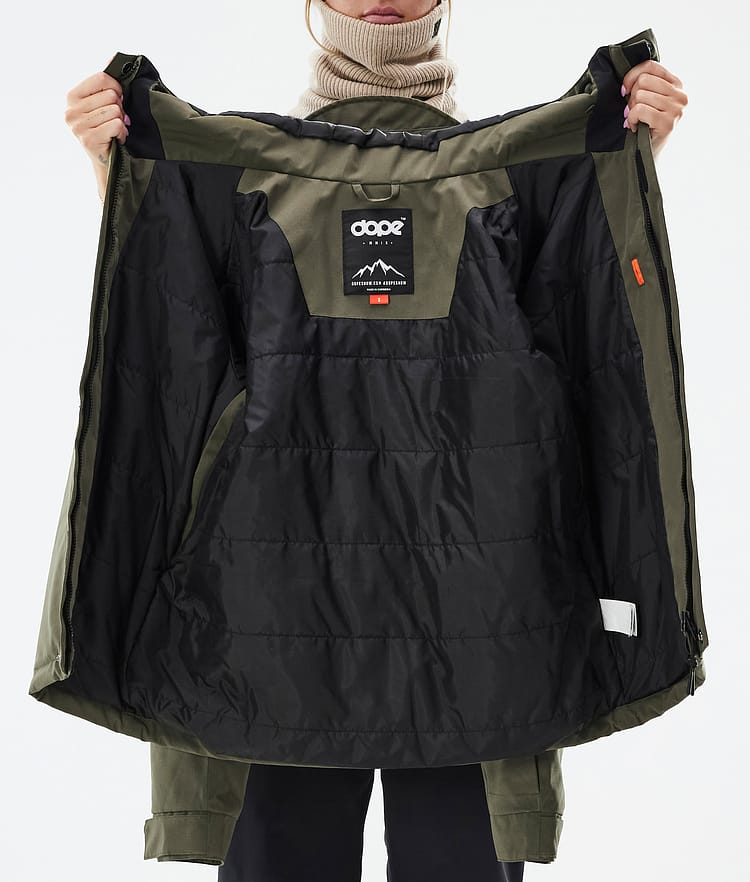 Dope Blizzard W Full Zip Snowboardjacka Dam Olive Green