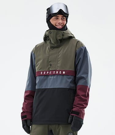 Dope Legacy Track Snowboardjacka Man Olive Green/Burgundy/Metal Blue/Black