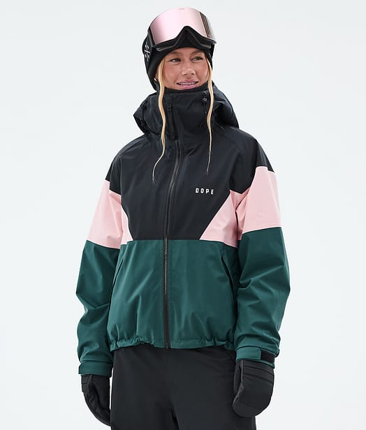 Dope Spartan W Snowboardjacka Dam Sport Black/Soft Pink/Bottle Green