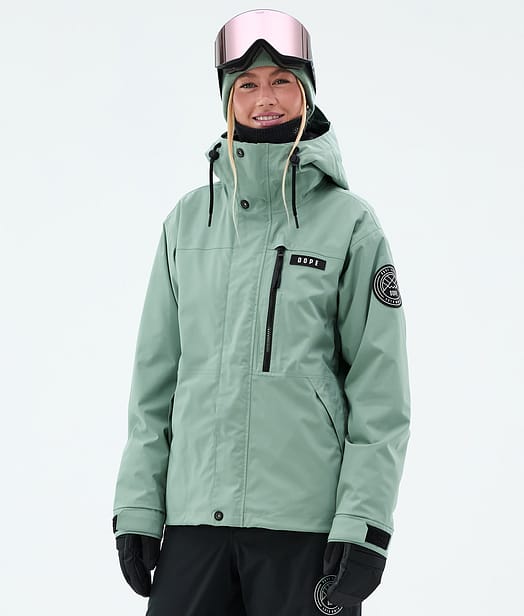 Dope Blizzard W Full Zip Snowboardjacka Dam Faded Green