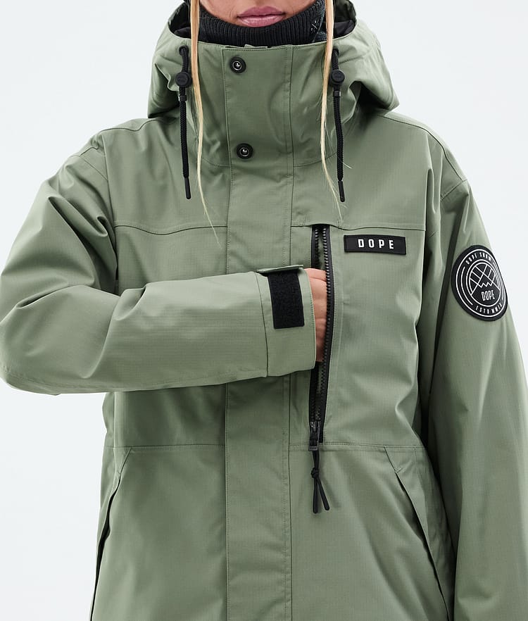 Dope Blizzard W Full Zip Snowboardjacka Dam Moss Green, Bild 8 av 9