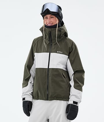 Dope Spartan W Snowboardjacka Dam Stripe Olive Green/Light Grey