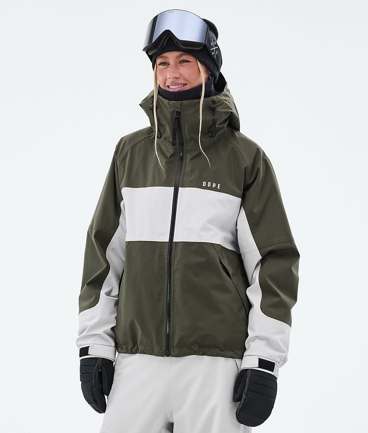 Dope Spartan W Snowboardjacka Dam Stripe Olive Green/Light Grey, Bild 1 av 9