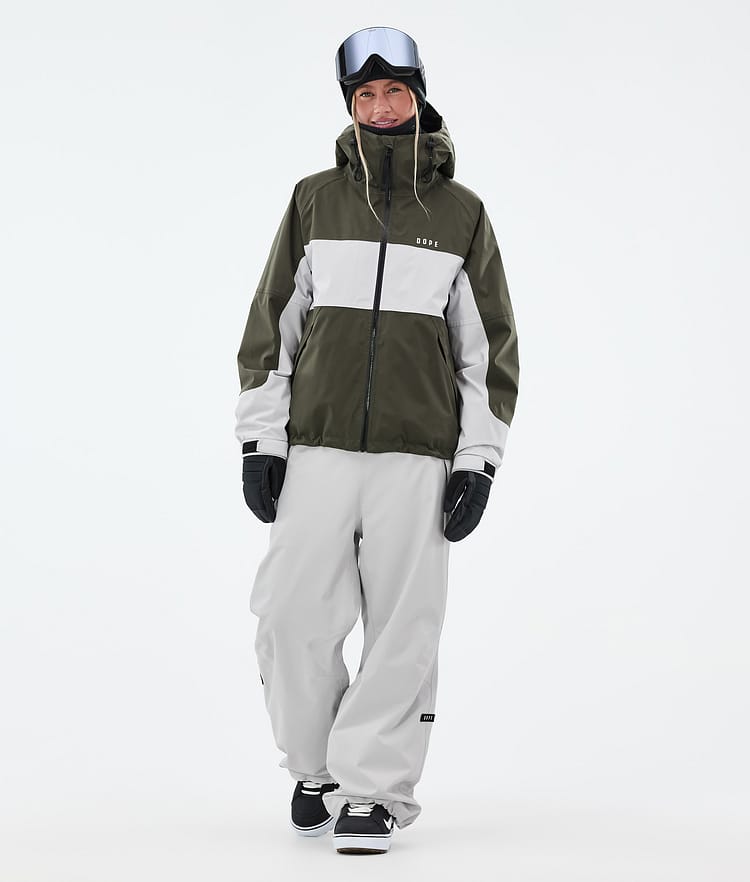 Dope Spartan W Snowboardjacka Dam Stripe Olive Green/Light Grey, Bild 3 av 9
