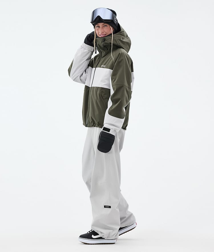 Dope Spartan W Snowboardjacka Dam Stripe Olive Green/Light Grey, Bild 4 av 9