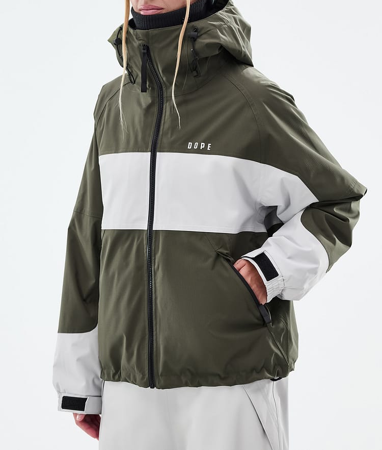 Dope Spartan W Snowboardjacka Dam Stripe Olive Green/Light Grey, Bild 8 av 9