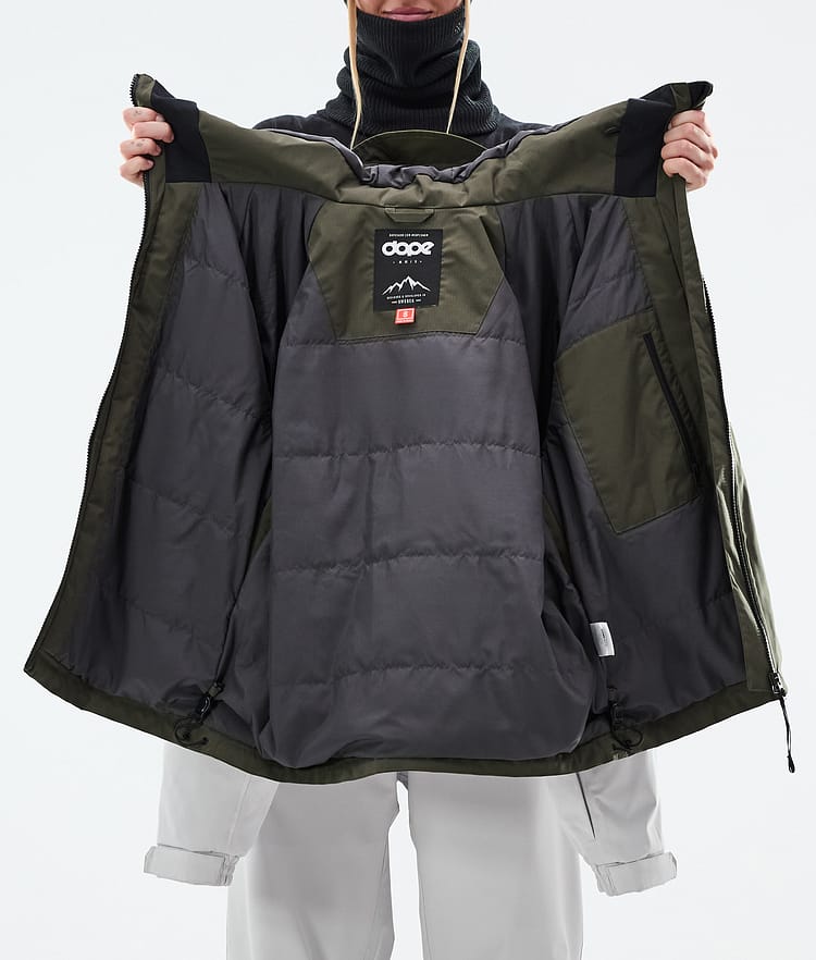 Dope Spartan W Snowboardjacka Dam Stripe Olive Green/Light Grey, Bild 9 av 9