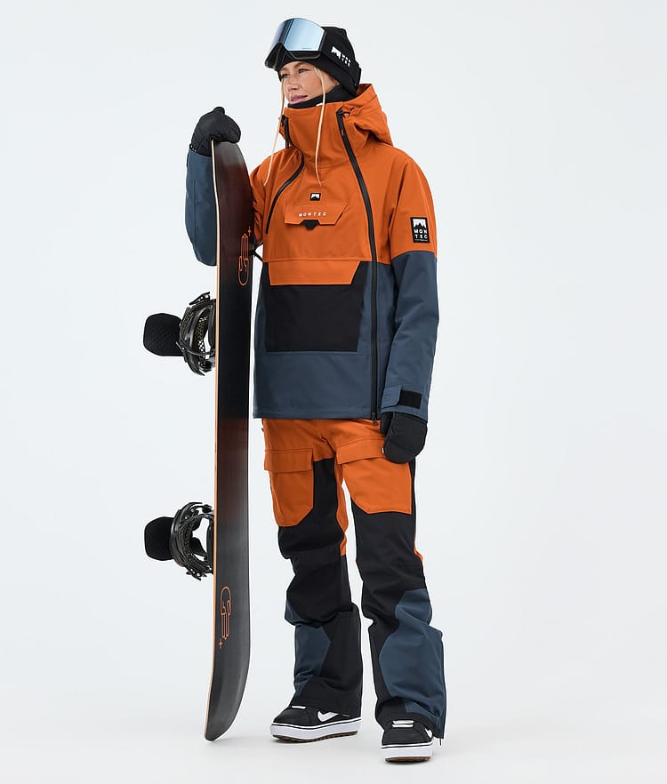 Montec Fawk W Snowboardbyxa Dam Burned Orange/Black/Metal Blue, Image 2 of 7