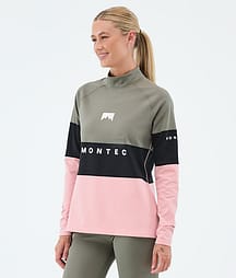 Montec Alpha W Underställströja Dam Greenish/Black/Soft Pink