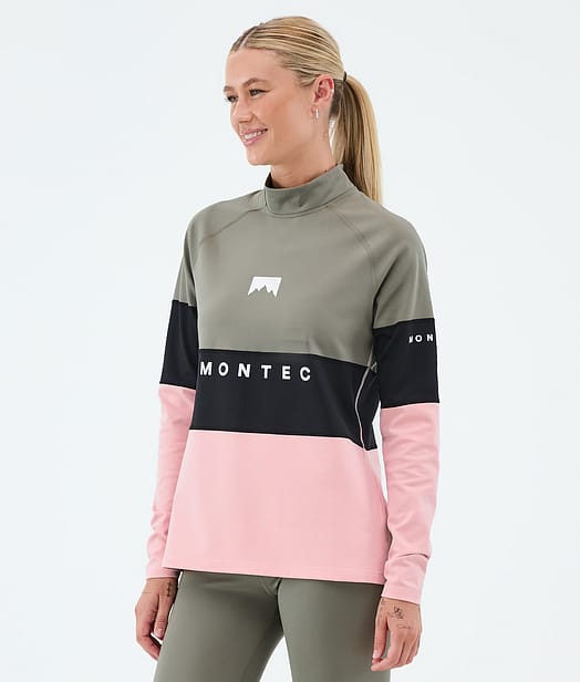 Montec Alpha W Underställströja Kvinna Greenish/Black/Soft Pink