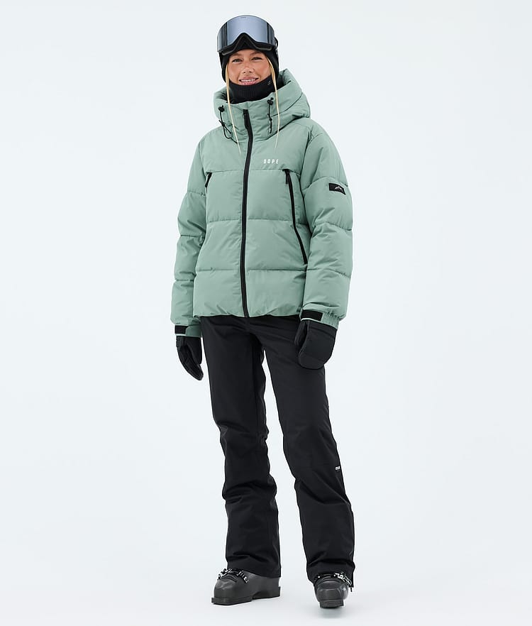 Dope Puffer W Full Zip Skidjacka Dam Faded Green, Bild 2 av 8